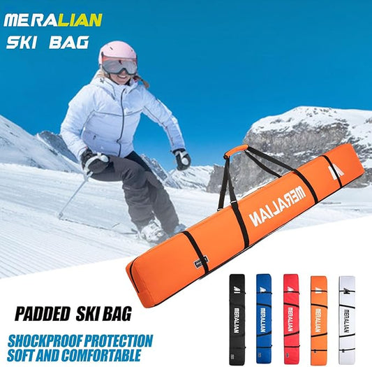 Padded Ski Bag,Waterproof Full Padded Single Ski Travel Bag with Adjustable Shoulder Strap.
