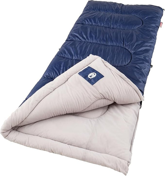 Coleman Brazos 20/30°F Adult Cool-Weather Sleeping Bag with No-Snag Zipper & Stuff Sack, Machine Washable