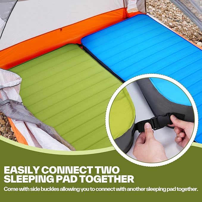 Sportneer Self Inflating Sleeping Pad, 4" Ultra-Thick Elasticity Foam Camping Mat with 10 R Value, 4-Season Insulated Durable Camping Pad Air Mattress for Car Travel Tent Home, 78" x 30"