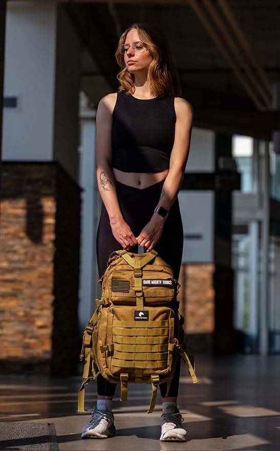 45L Elite Tactical Backpack | 3X Stronger Work & Military Backpack | Water Resistant and Heavy Duty | 3 Day MOLLE Bug Out Bag (Dune Brown)