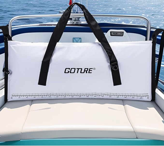 Goture Insulated Fish Cooler Bag, Leakproof Fish Kill Bag, Waterproof Fish Bag with Carry Handle and Strap, Portable Large Fishing Cooler Bag with Drain Plug, Keep Ice Cold All Day, 40inx16.5in