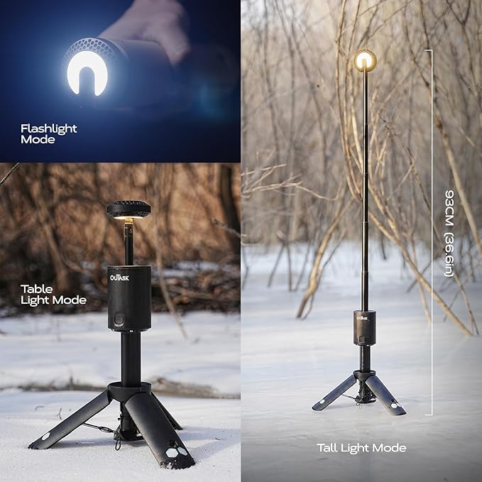 Camping Light Telescopic, Collapsible Magnetic Camping Lantern with 12000mAh Battery, Telescoping IPX6/IPX7 Waterproof Flashlights, Camping Lamp for Emergency, Camping, Hiking