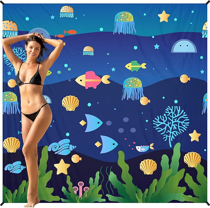 BYDOLL Beach Blanket 78''X81'' 4-7 Adults Oversized Lightweight Waterproof Sandproof Blanket for Beach Large Picnic Mat Travel Camping