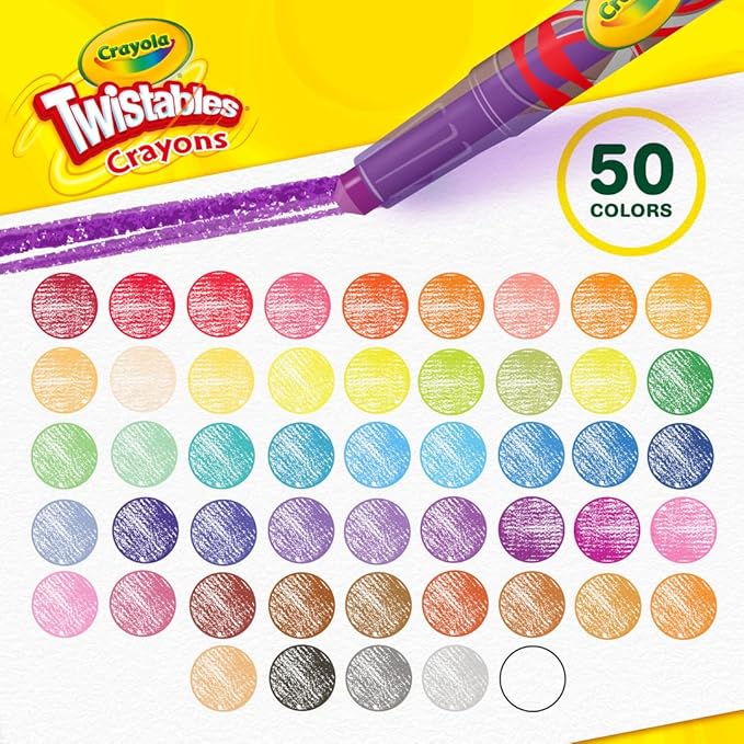 Crayola Mini Twistables Crayons (50ct), Crayons for Kids, Arts & Crafts Supplies, Toddler Crayons for Coloring Books, Gifts for Kids