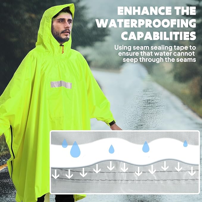 ANYOO Hooded Rain Poncho for Adults Waterproof Lightweight Rain Coat for Men Women Reusable Rain Jacket for Emergency Outdoor