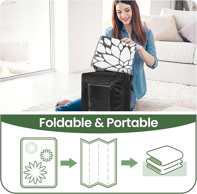 LuxStep Outdoor Rug Waterproof Outdoor Plastic Straw Rug Reversible Patio Rug Mat Outdoor Decor Large Area Mats for RV, Picnic, Backyard, Deck, Balcony, Porch, Beach, Camping, 6'x 9',Grey