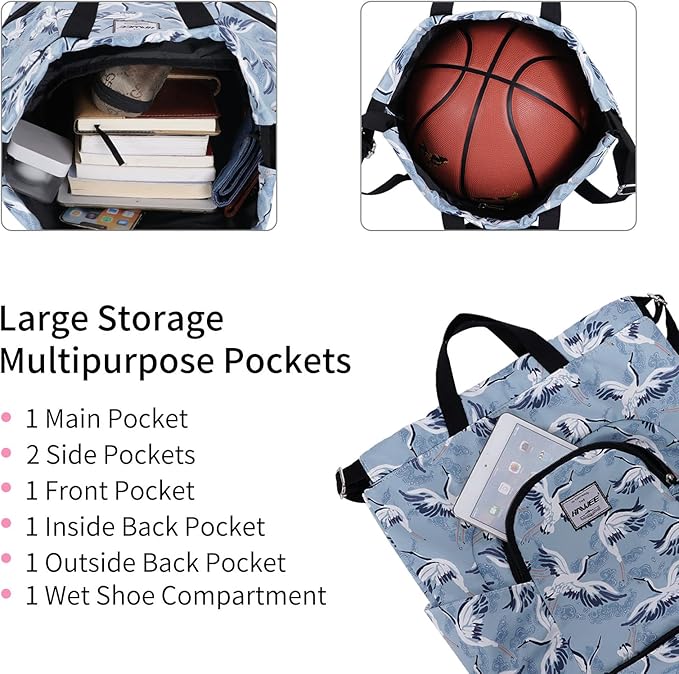Dry Wet Drawstring Backpack with Shoe Compartment for Women Adjustable Gym Bag