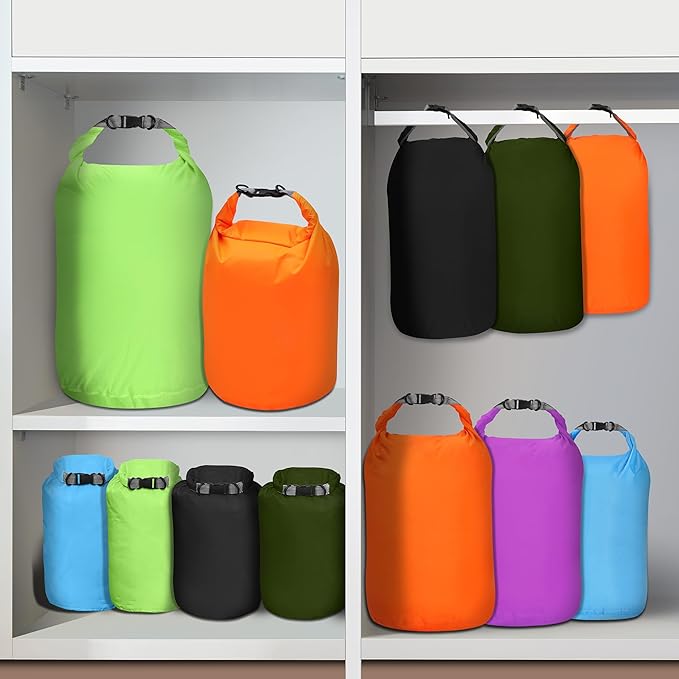 Desoto Waterproof Dry Bag 2 packs, 2L/5L/10L/20L/40L/70L Dry Sack Lightweight Portable, Dry Storage Bag to Keep Gear Dry Clean for Kayaking, Gym, Hiking, Swimming, Camping (Black, 10L)