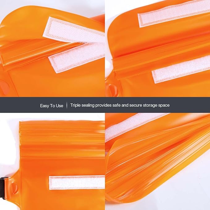 ECHTPower 2-Pack Waterproof Pouch Bag, Waterproof Fanny Pack, Waterproof Dry Bag with Adjustable Waist Strap for Beach Swimming Kayaking Floating Boating