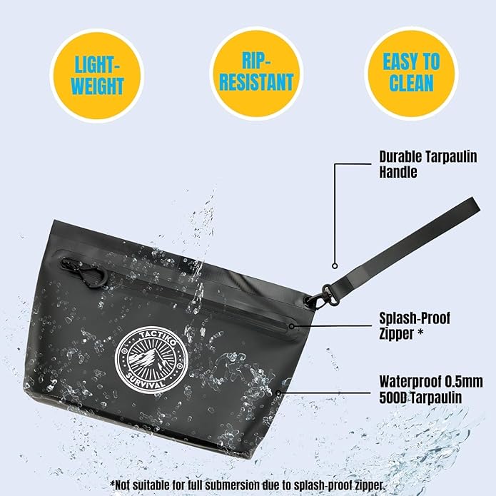 Tactiko Heavy-Duty 2L Splash Water Resistant Zipper Pouch - Hold-All Organizer for Dry Bags, Travel Bags