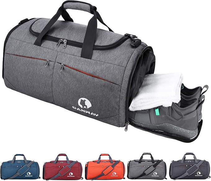 Canway Sports Gym Bag, Travel Duffel bag with Wet Pocket & Shoes Compartment for men women, 45L/40L, Lightweight