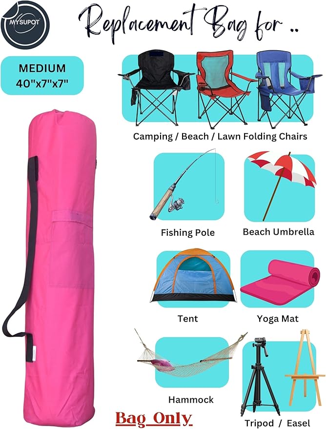 Replacement Bag for Folding Camping Chair, Portable Camp Chair, Hammock, Yoga Mat, Umbrella, Tents, Tripods, Fishing Poles - 420D Oxford Polyester Fabric