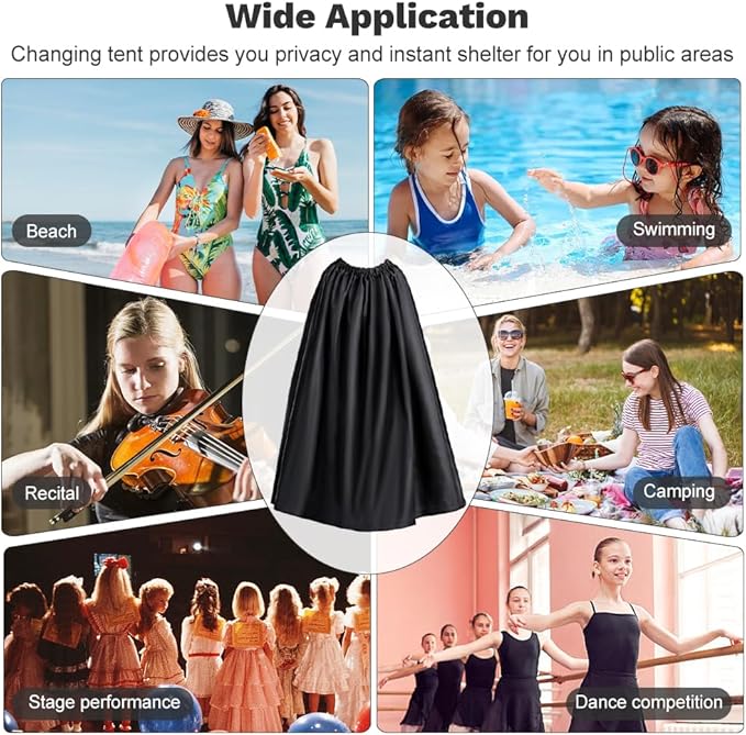 Portable Changing Room,Changing Tent,Satin Instant Dressing Room,Privacy Shelters,for Beach Car Boating Taking Photo(Black)