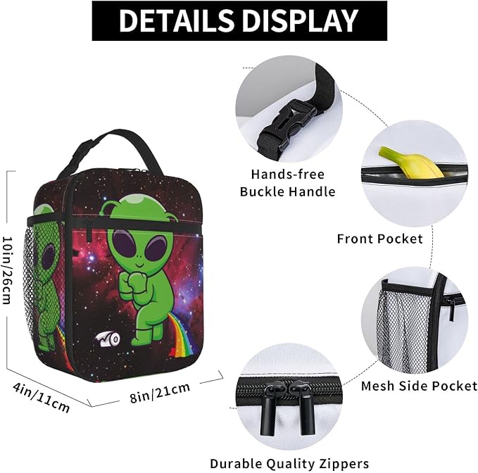 Alien Galaxy Lunch Box Reusable Insulated Lunch Bag Thermal Cooler Tote Bag For Kids Boys Girls Teen School Picnic Travel Hiking