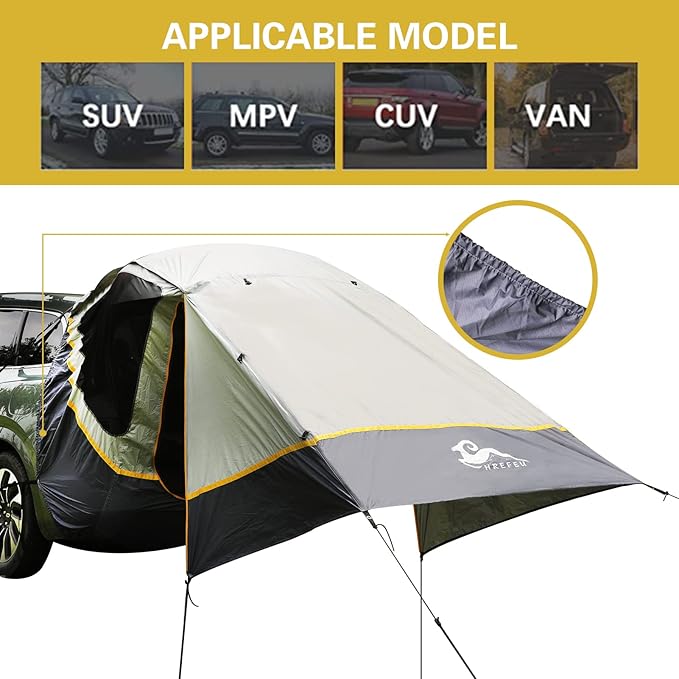 SUV Tent Car Awning, UPF 50++ with Portable Waterproof Storage Bag, Tear-Resistant, Large Space, Good Vision, Smooth Ventilation, Suitable for Outdoor Beach Camping Auto Canopy Shade…
