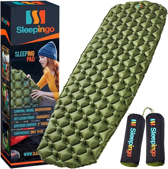 Light Weight Sleeping Mat for Camping - Ultralight Backpacking Sleeping Pad - Inflatable, Compact Sleep Pad for Hiking and Travel - Portable Backpacker Sleep Mat - 2-Pack - 73.5" x 21.5"