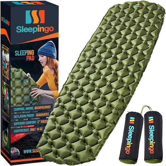 Light Weight Sleeping Mat for Camping - Ultralight Backpacking Sleeping Pad - Inflatable, Compact Sleep Pad for Hiking and Travel - Portable Backpacker Sleep Mat - 2-Pack - 73.5" x 21.5"