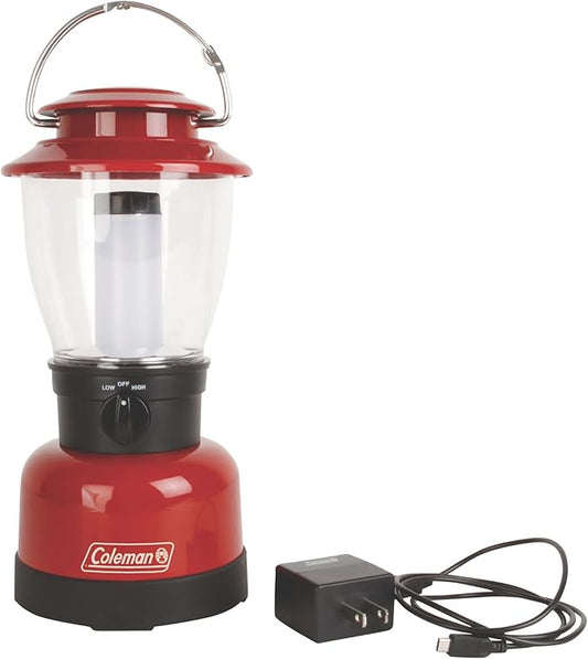 Coleman Classic Rechargeable 400 Lumens LED Lantern, Water-Resistant Lantern with USB Charging Port and Carry Handle, Great for Camping, Power Outage, Emergencies, & Home Use