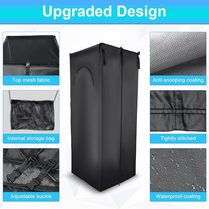 Pontoon Boat Privacy Tent Boats Curtain with Storage Bag Waterproof Portable Adjustable Hanging Changing Install Under Bimini Top 72" H 30" L 27" W