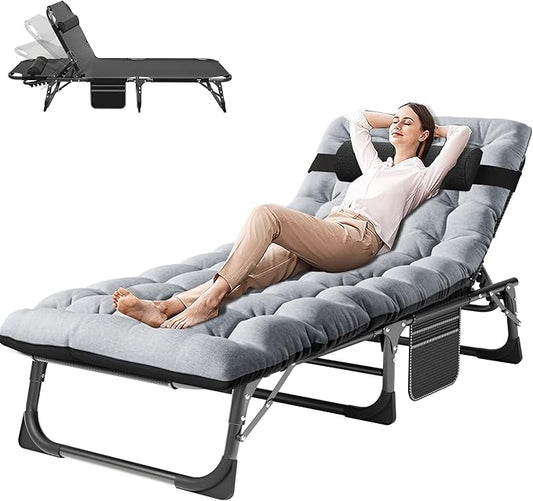ABORON Folding Camping Cot for Adults, Heavy Duty 3-in-1 Bed for Guest Sleeping, Adjustable Double-Layer 1200D with Mattress & Carrying Bag for Home, Office, Vacation, Hospital Use