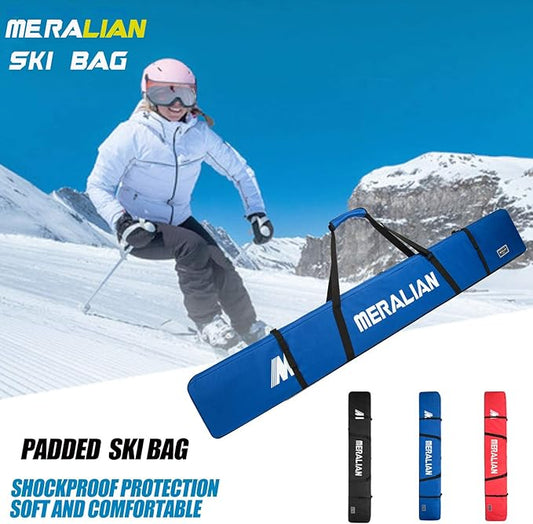 Padded Ski Bag,Waterproof Full Padded Single Ski Travel Bag with Adjustable Shoulder Strap.