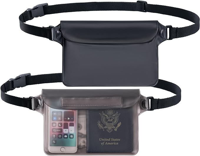 CADONO 2-Pack Waterproof Pouch with Adjustable Waist Strap | Screen Touch Sensitive Dry Bag, Keep Your Phone and Valuables Dry, Perfect for Swimming Kayaking Boating Fishing Beach Diving