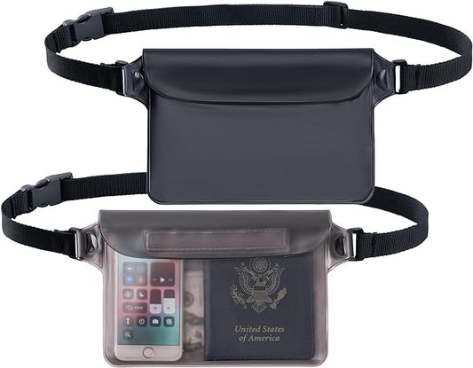 CADONO 2-Pack Waterproof Pouch with Adjustable Waist Strap | Screen Touch Sensitive Dry Bag, Keep Your Phone and Valuables Dry, Perfect for Swimming Kayaking Boating Fishing Beach Diving