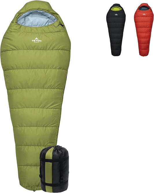TETON Sports LEEF Ultralight Mummy Sleeping Bag Perfect for Backpacking, Hiking, and Camping; 3-4 Season Mummy Bag; Free Stuff Sack Included