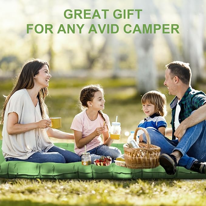 Camping Sleeping Pad,5.5" Extra Thick Inflatable Sleeping Pads with Pillow Built-in Foot Pump Sleeping Mat Compact for Camping, Backpacking, Hiking,Traveling Tent