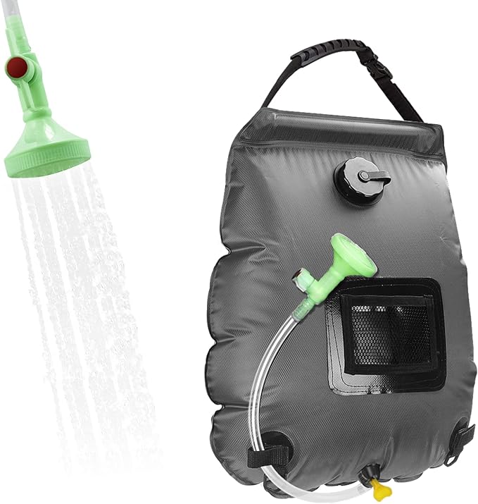 Solar Shower Bag | 5 Gal/20L Solar Heating Camping Shower Bag | Removable Hose | On-Off Switchable Shower Head | Ducha Portatil | Traveling Shower | Portable Shower for Beach Swimming, Hiking