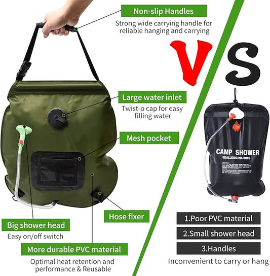 Solar Shower Bag, 1/2/4 Pack 5 Gallons/20L Camping Shower Bag, Portable Shower Bag with Removable Hose and On-Off Switchable Shower Head for Camping Beach Swimming Outdoor Traveling Hiking
