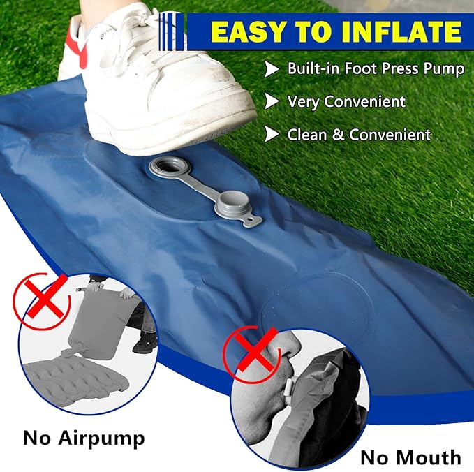 Blue Self Inflating Sleeping Pad, Blue Sleeping Air Mattress with Built-in Foot Pump, 4.7” Single Air Mattress Sleeping Mat Camping Mat Inflatable Sleeping Pad for Camping Hiking Picnic