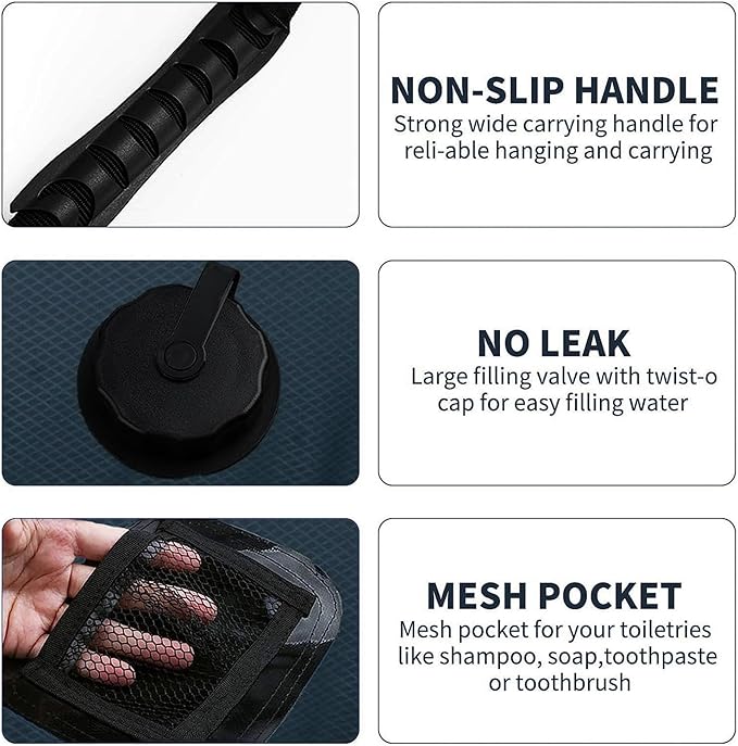 Solar Shower Bag, Solar Heating Camping Shower Bag, 5Gal(20L) Portable Camping Shower Bag, with Removable Hose and On-Off Switchable Shower Head, for Outdoor Traveling/Climbing/Hiking/Beach/Swimming