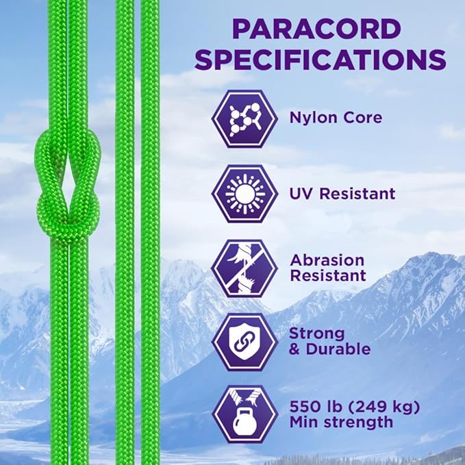 TECEUM Heavy Duty Rope 1000 – 1000ft / 200ft / 100ft / 50ft – 40+ Colors – Utility Rope for Survival & Camping Gear – Nylon String, Camping Rope, para Cord, Utility Nylon Rope, Tent Cord