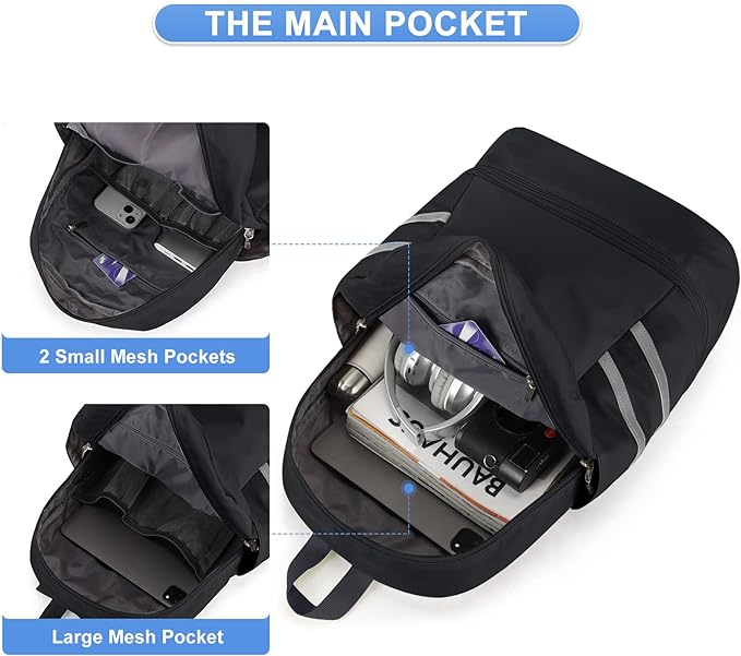 Coofay Gym Backpack for Women - Waterproof With Shoe Compartment, Lightweight Travel and Sports Bag, Large Black