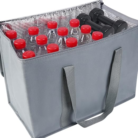 Insulated Car Trunk Organizer, Storage Collapsible Multi Compartment Car Organizer, SUV Trunk Organizer, Non Slip Bottom, Adjustable Securing Straps, Foldable Cover Grocery Shopping Bags,