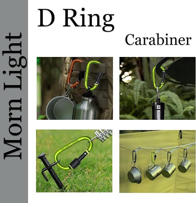 6 Pack Small Locking Carabiner Clips - 3 Inch Aluminum Alloy D-Ring Key Hooks with Twist Lock, Secure for Keys, Pet Leash, Travel Accessories (Not for Climbing)