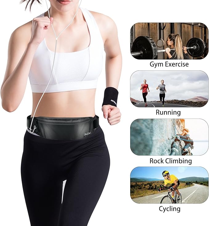 ProCase Running Belt Waist Pack, Sports Runner Bag Pouch Adjustable Fanny Pack for iPhone and Other Smartphones, Sweatproof Workout Waist Bag for Men Women Hiking Fitness Jogging