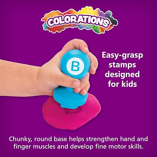 Colorations Alphabet Dough Stampers Set, Uppercase Letters – Set of 26 Letter Stamps, Fun ABC Learning Tool for Toddlers, Ideal for Classroom and Home Learning