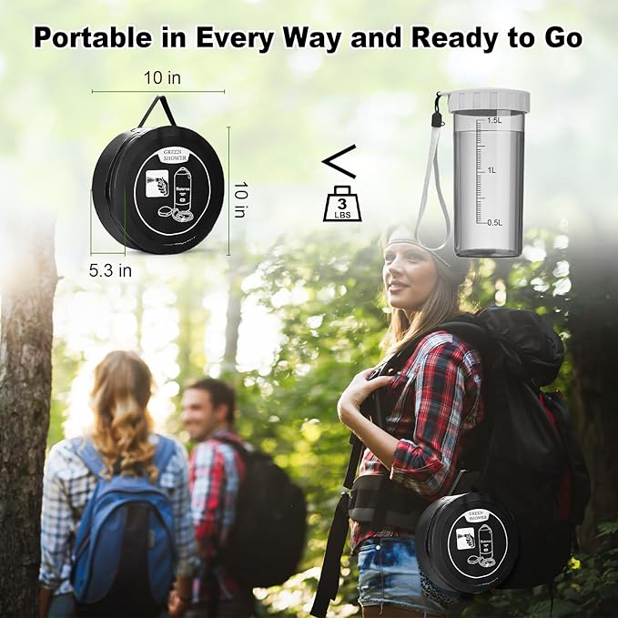 Portable Shower for Camping, 5 Gal/20 L Solar Heating Camping Shower Bag with Shower Pump, Portable Shower Head, Essential for Camping,Festivals, Overlanding, Beach Trips,Outdoor Showers
