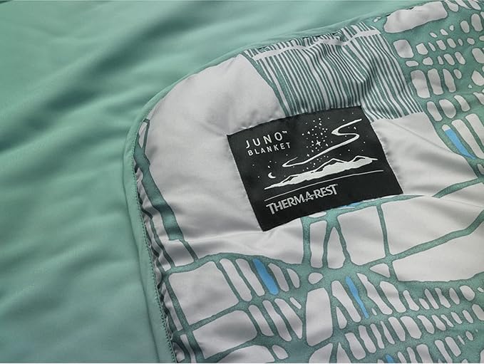 Therm-a-Rest Juno Insulated Camping and Backpacking Blanket, Sage Nature Grid Print
