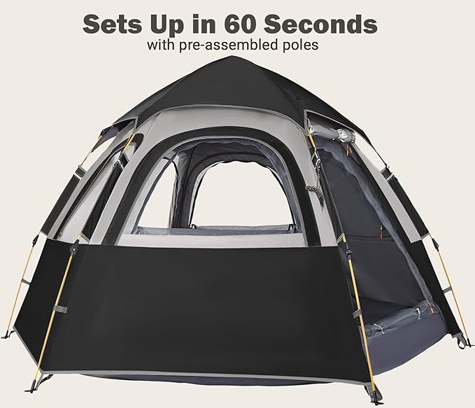 Camping Tent with Instant Setup, 2/3 Person Weatherproof Tent Easy Quick Set Up in 60 Seconds with Rainfly Backpack Tent for Family Camping & Hiking, Upgraded Ventilation,Center Height 66-inch