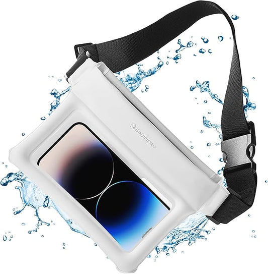 Sinjimoru Clear Waterproof Fanny Pack Dry Bag, Adjustable Strap Floating Crossbody Waist Belt Bag for Swimming Paddling Snorkeling, Lockable Travel Beach Bag. Sinjimoru Waterproof Cross Bag White