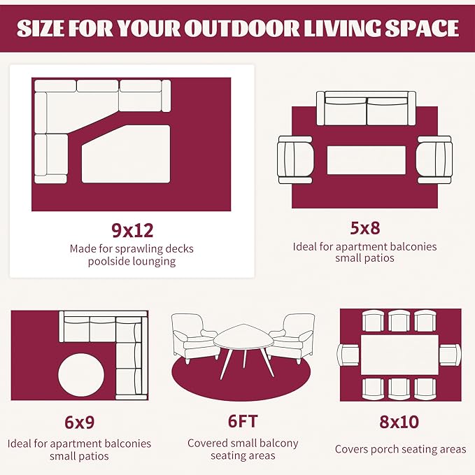 Ileading Outdoor Plastic Straw Rug 9x12ft Funny Floral Style Reversible Patio Area Rugs Waterproof Non Shedding Portable Carpets Large RV Rugs for Outside Deck Pool Beach Picnic Camping (Pink)