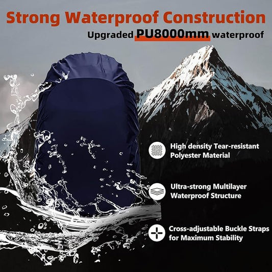 Frelaxy Waterproof Backpack Rain Cover, 8000mm Waterproof Level, Upgraded Ultra-Strong Multilayer Structure, Antislip Cross Buckle Strap, Ultralight Compact Portable, for Hiking, Camping, Traveling