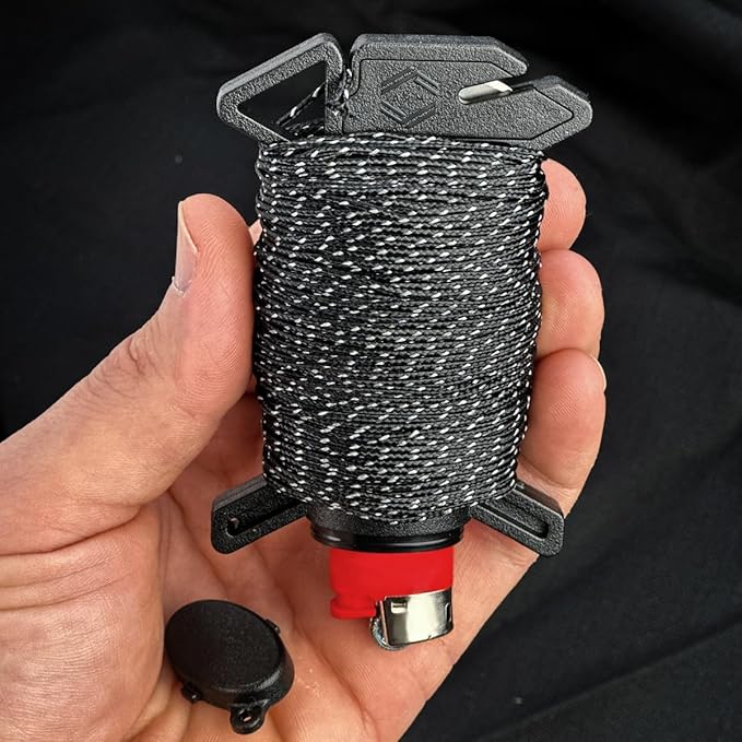 Atwood Rope Ready Rope™ Micro Cord Dispenser 125ft 100lb Test, Camping Gear Survival Tool, Built in Storage, Cutting Blade, Cord Grip, Gear Loop, Made in USA