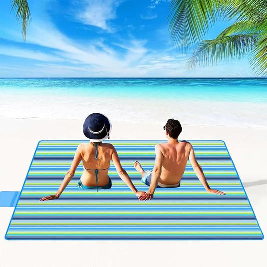 Extra Large Beach Blanket Outdoor Picnic Blankets, Light Foldable Waterproof Sand Free Picnic Mat Beach Mats for Family Festival BBQ Park Grass Lawn Camping Hiking Travel Concerts (BLUE 2, 80x80 in)