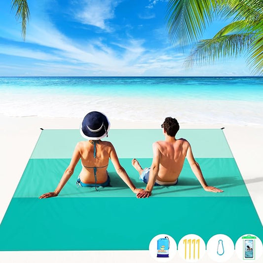 BYDOLL Beach Blanket 78''X81'' 4-7 Adults Oversized Lightweight Waterproof Sandproof Blanket for Beach Large Picnic Mat Travel Camping