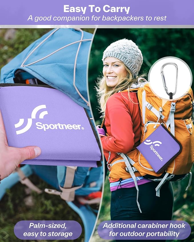 Sportneer Sitting Pad, Sit Pads for Backpacking Portable Camping Sit Pad Waterproof Folding Pad Stadium Seat Pad for for Camping Picnics Hiking