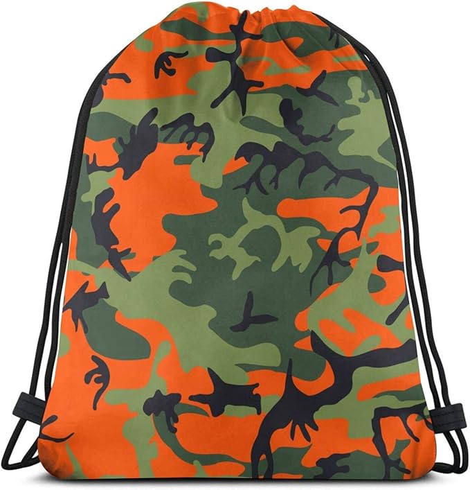 Camo Drawstring Bag Camouflage Map Gym Backpack Sports Backpack Lightweight Waterproof Bags for Men Women Outdoor Gym Sport